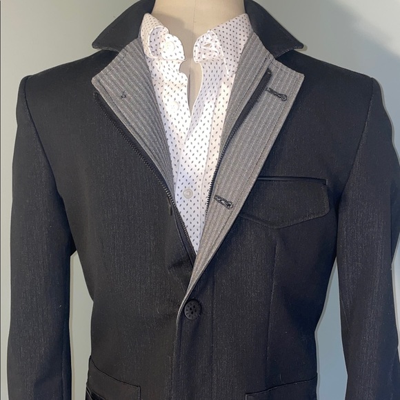 Valiant Paris Men's Black Jacket/Blazer with Gray Accents.Size 46
